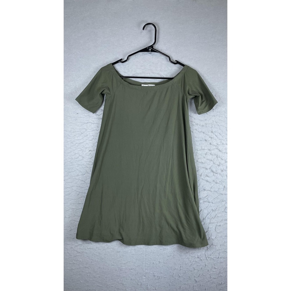 Planet Gold Dress Womens Small Green Boat Neck Short Sleeve T Shirt Casual Knit
